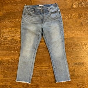 LOFT High Rise Cury Skinny Frayed Jeans